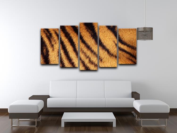 Siberian or Amur tiger stripped fur 5 Split Panel Canvas  - Canvas Art Rocks - 3