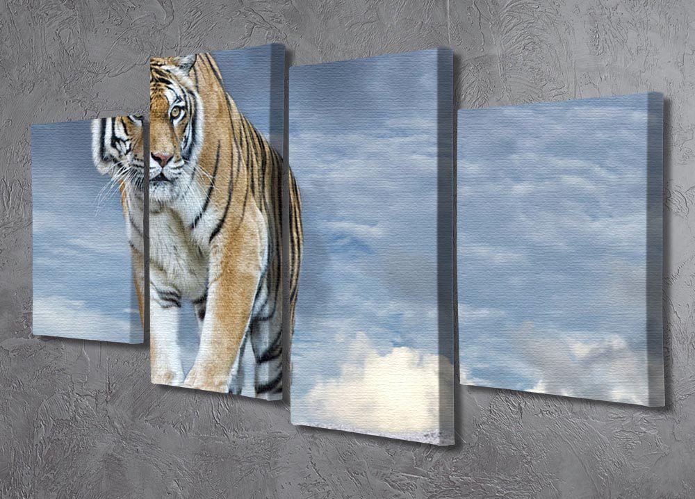 Siberian tiger ready to attack 4 Split Panel Canvas - Canvas Art Rocks - 2
