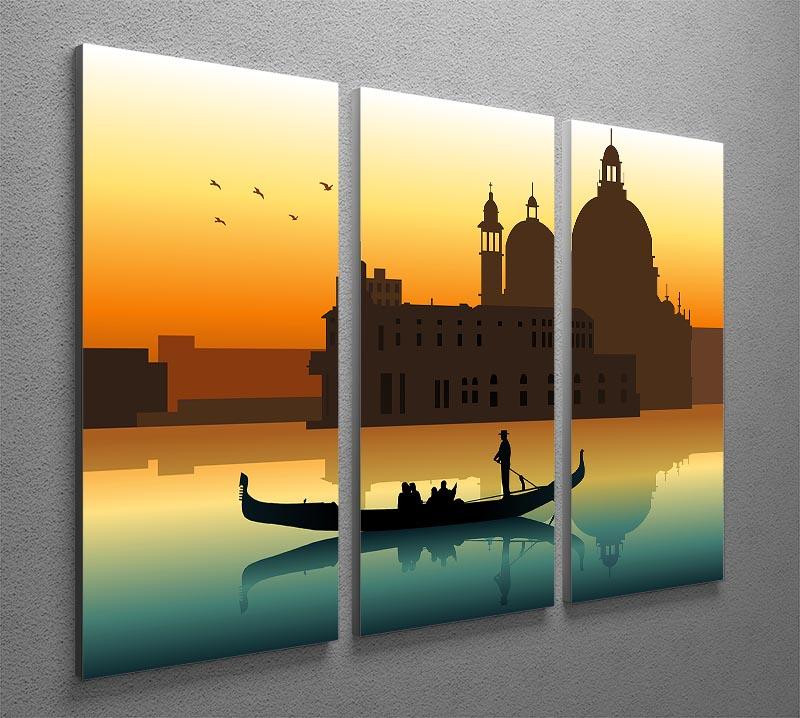 Silhouette illustration gondola in Venice 3 Split Panel Canvas Print - Canvas Art Rocks - 2