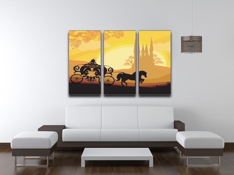 Silhouette of a horse carriage 3 Split Panel Canvas Print - Canvas Art Rocks - 3