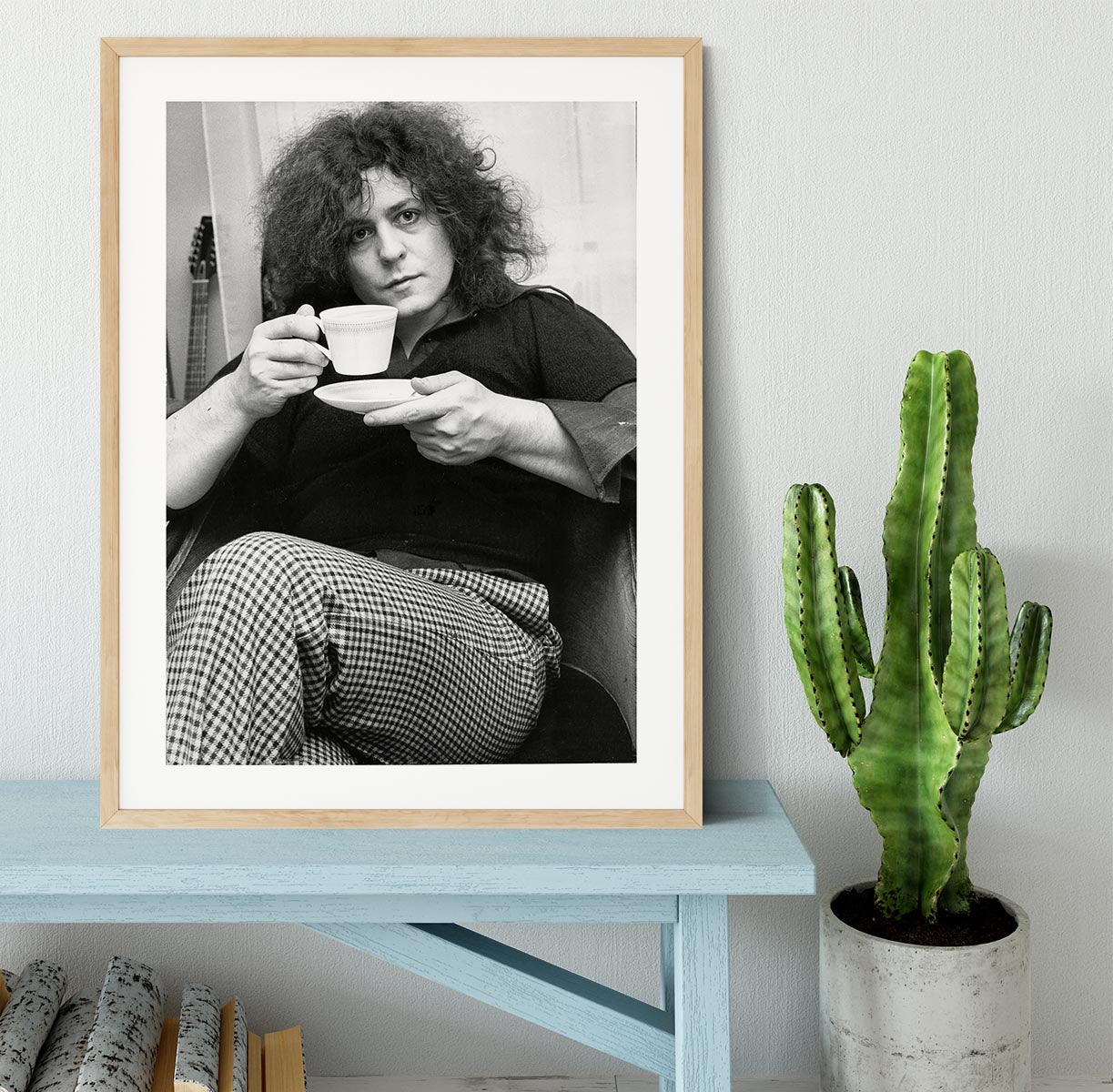 Singer Marc Bolan with tea Framed Print - Canvas Art Rocks - 3