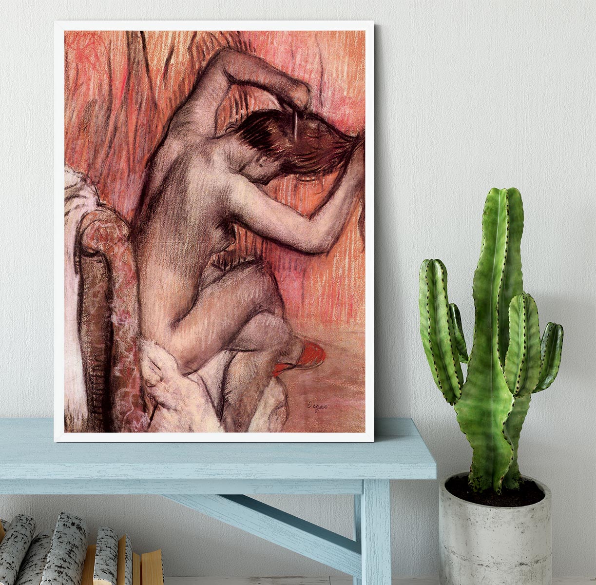 Sitting and brushing by Degas Framed Print - Canvas Art Rocks -6