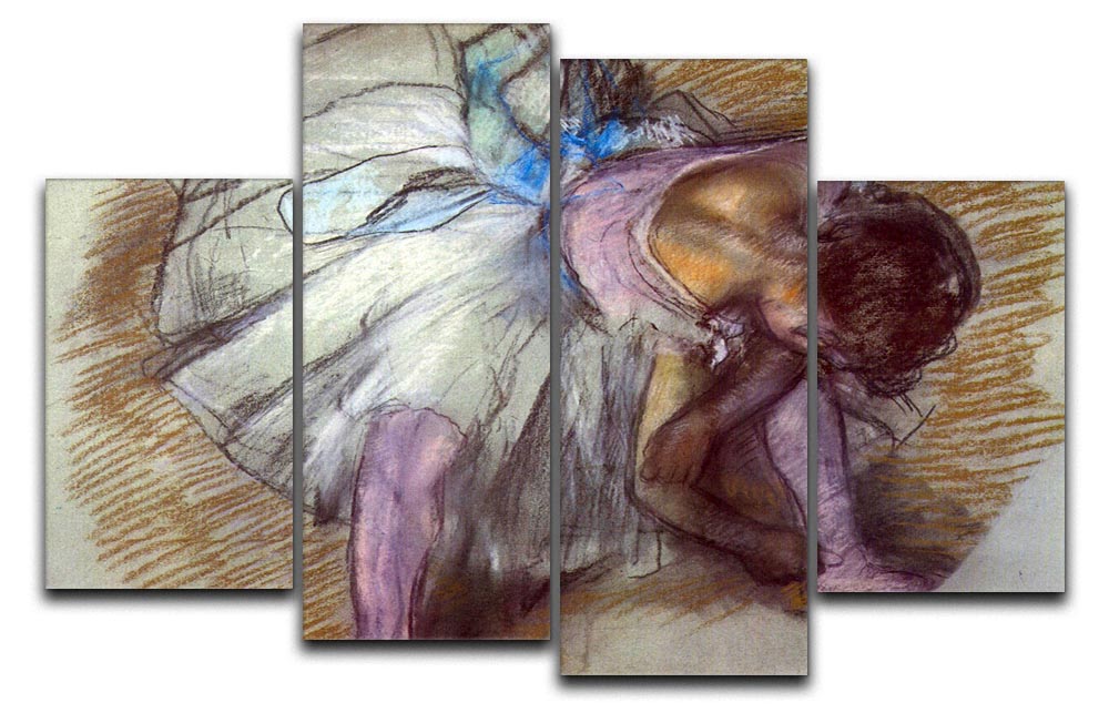 Sitting dancer lacing her slipper by Degas 4 Split Panel Canvas - Canvas Art Rocks - 1