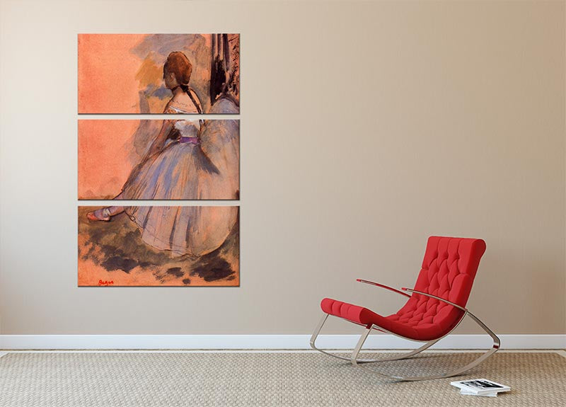 Sitting dancer with extended left leg by Degas 3 Split Panel Canvas Print - Canvas Art Rocks - 2