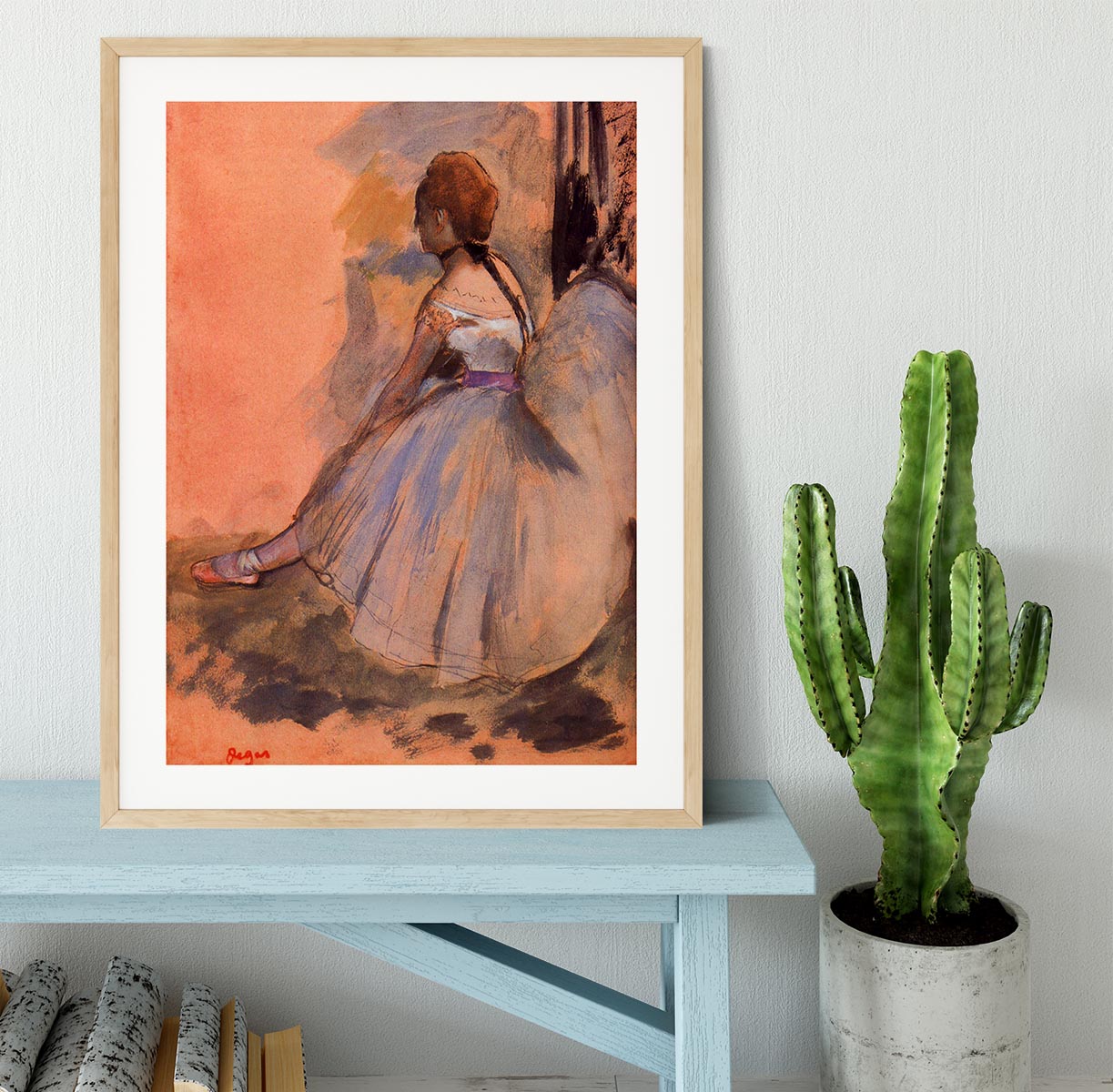 Sitting dancer with extended left leg by Degas Framed Print - Canvas Art Rocks - 3