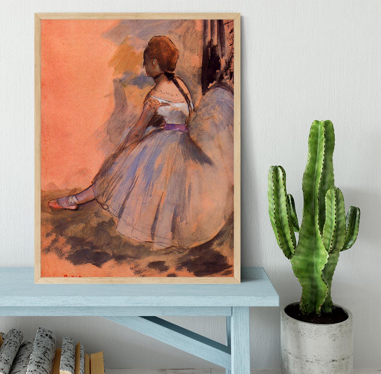 Sitting dancer with extended left leg by Degas Framed Print - Canvas Art Rocks - 4