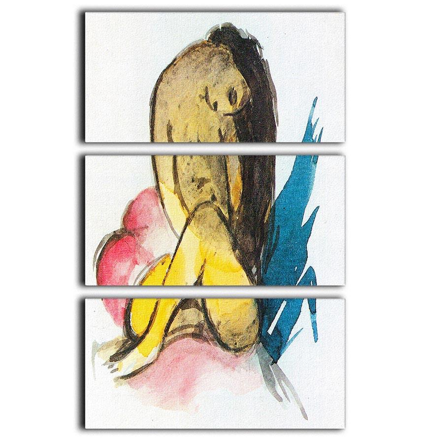 Sitting yellow lady by Franz Marc 3 Split Panel Canvas Print - Canvas Art Rocks - 1