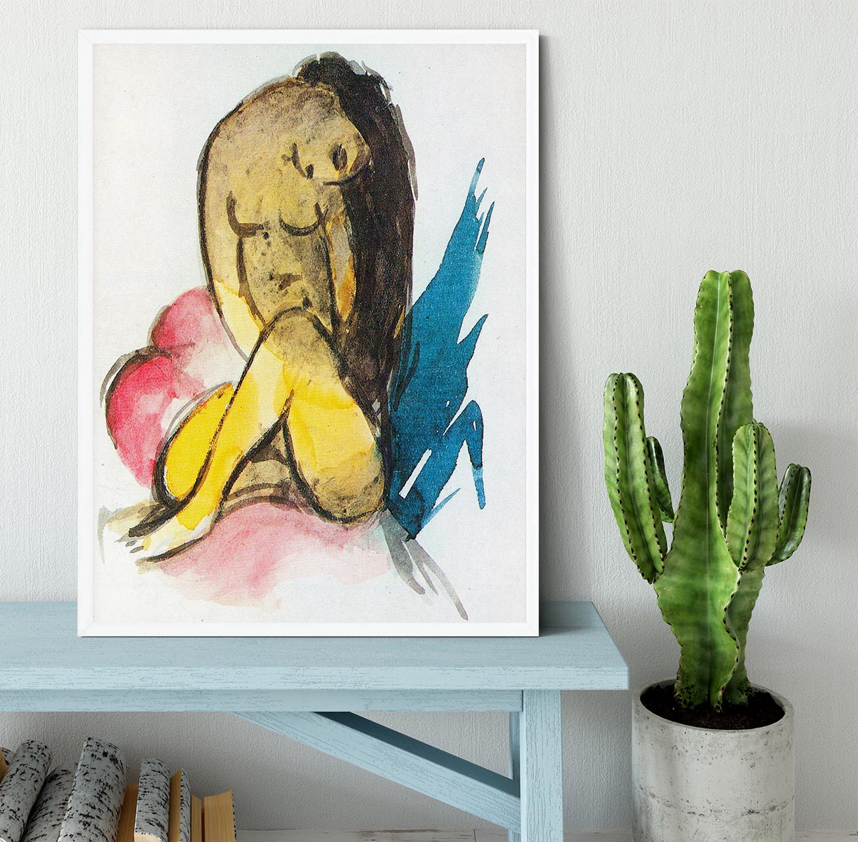 Sitting yellow lady by Franz Marc Framed Print - Canvas Art Rocks -6