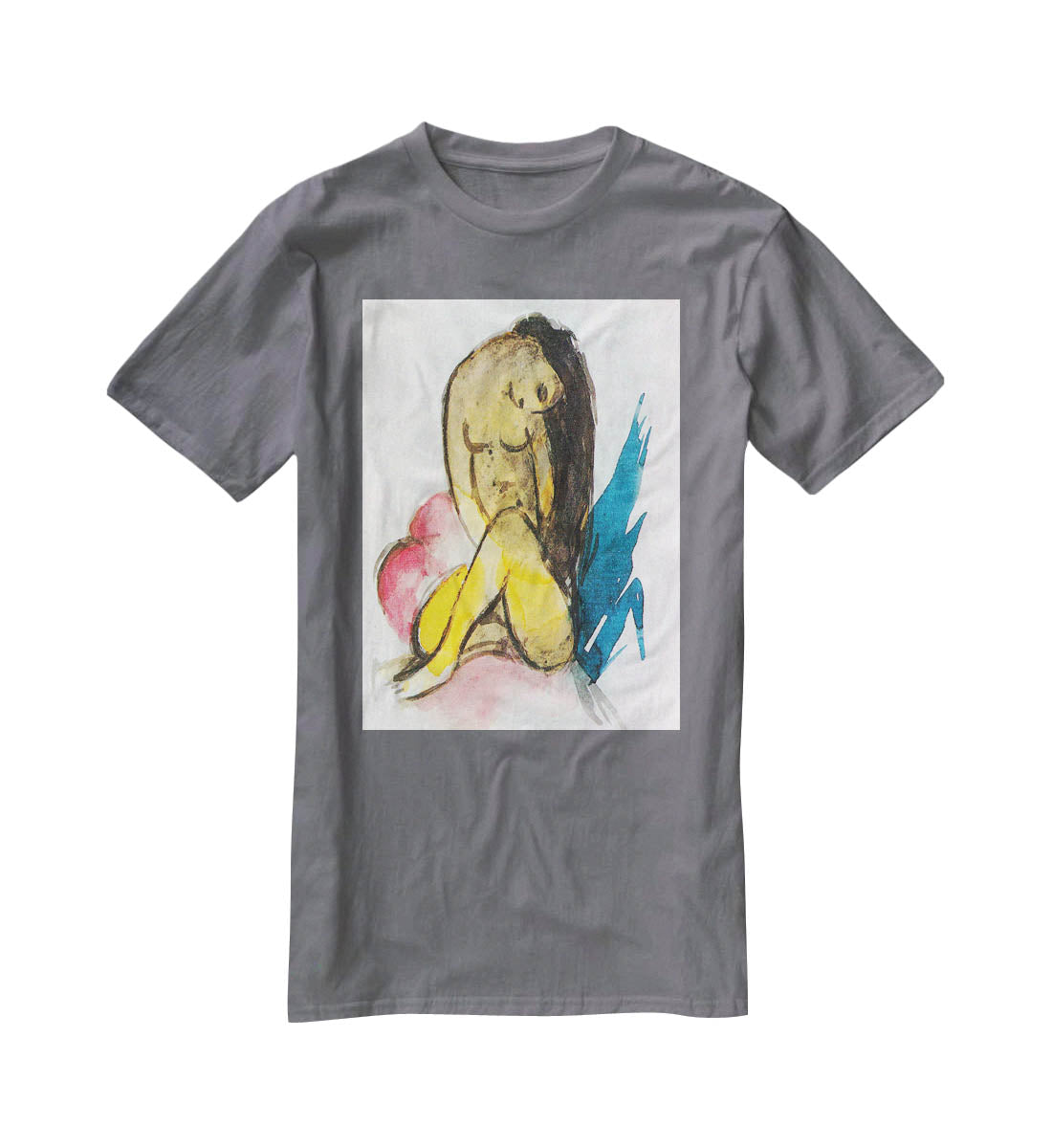 Sitting yellow lady by Franz Marc T-Shirt - Canvas Art Rocks - 3