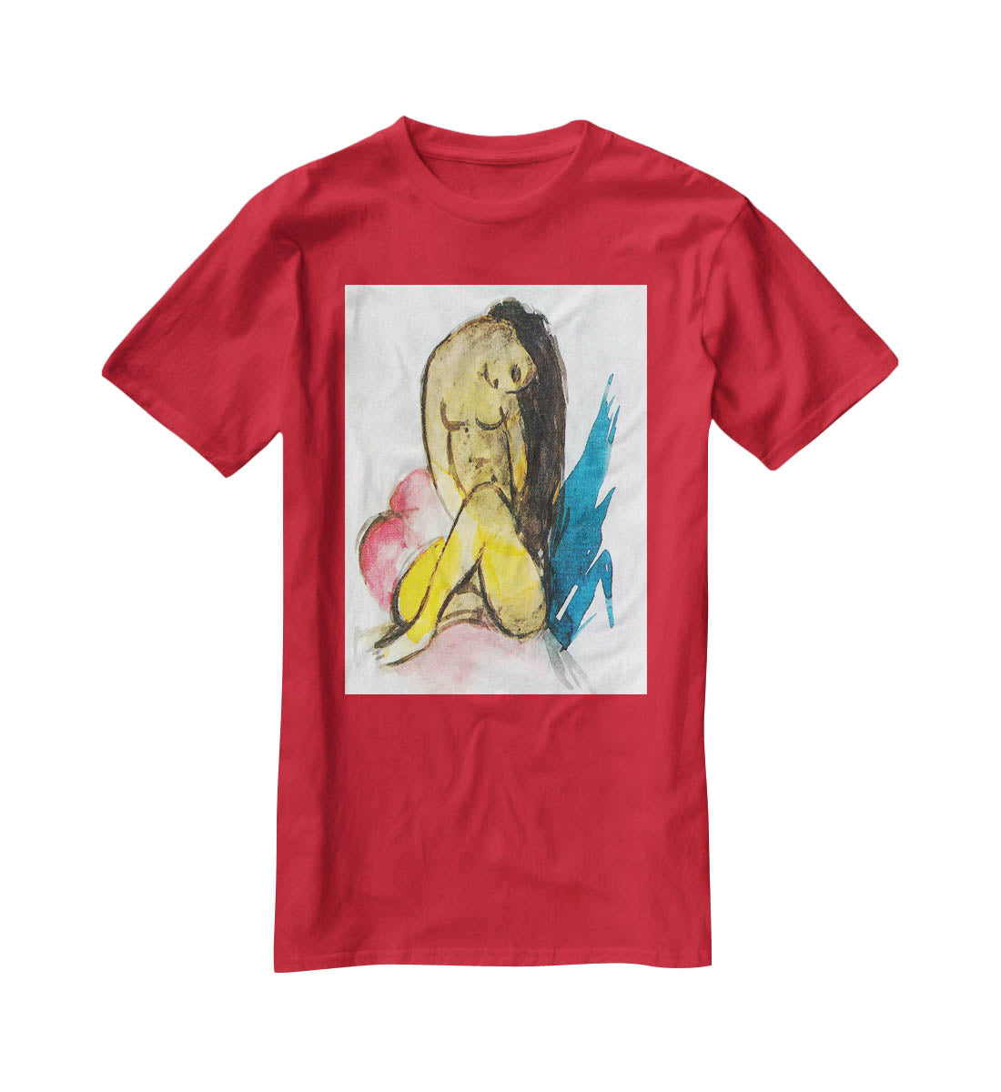 Sitting yellow lady by Franz Marc T-Shirt - Canvas Art Rocks - 4
