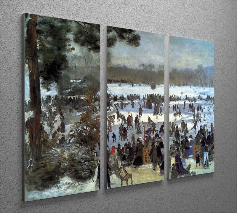 Skating runners in the Bois de Bologne by Renoir 3 Split Panel Canvas Print - Canvas Art Rocks - 2