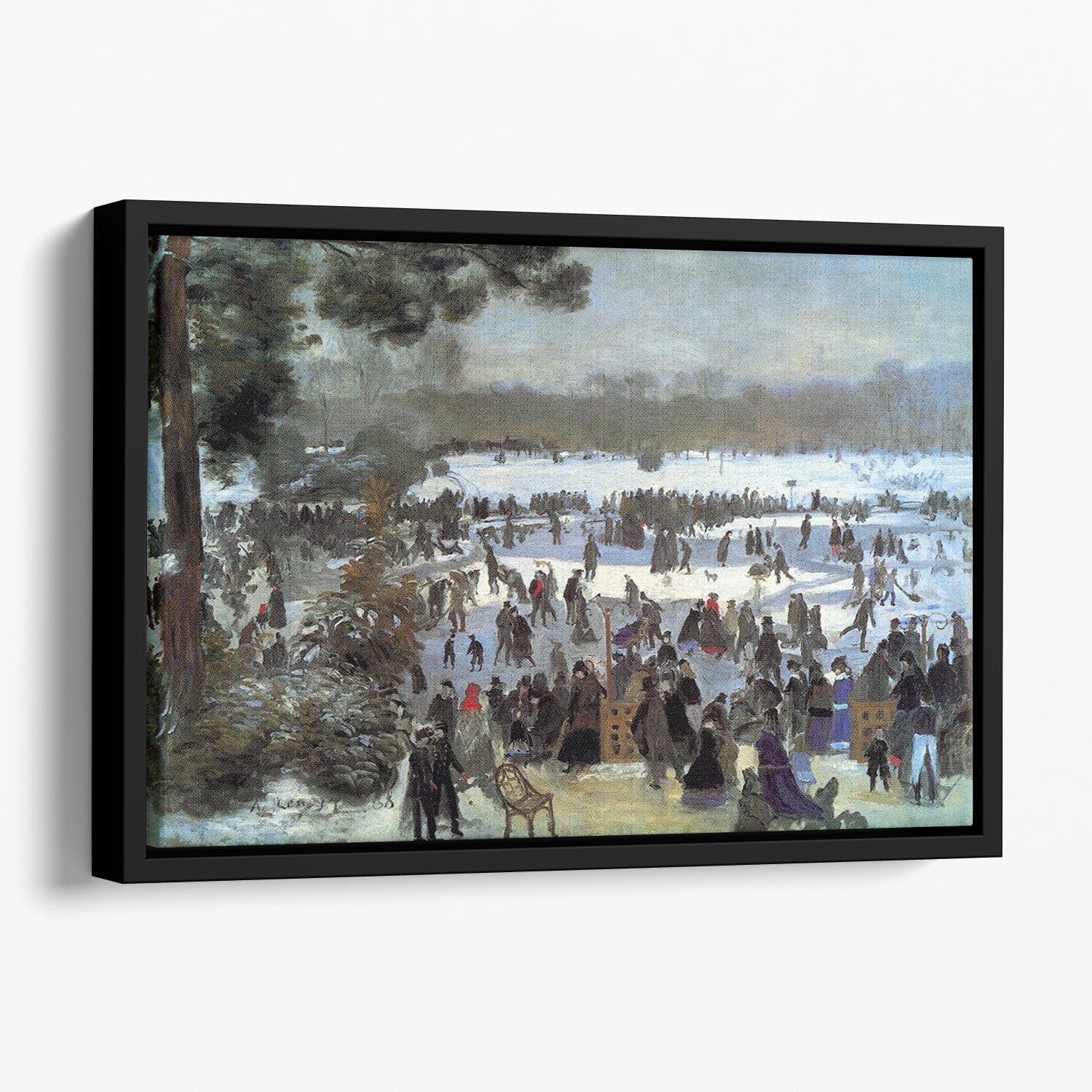 Skating runners in the Bois de Bologne by Renoir Floating Framed Canvas