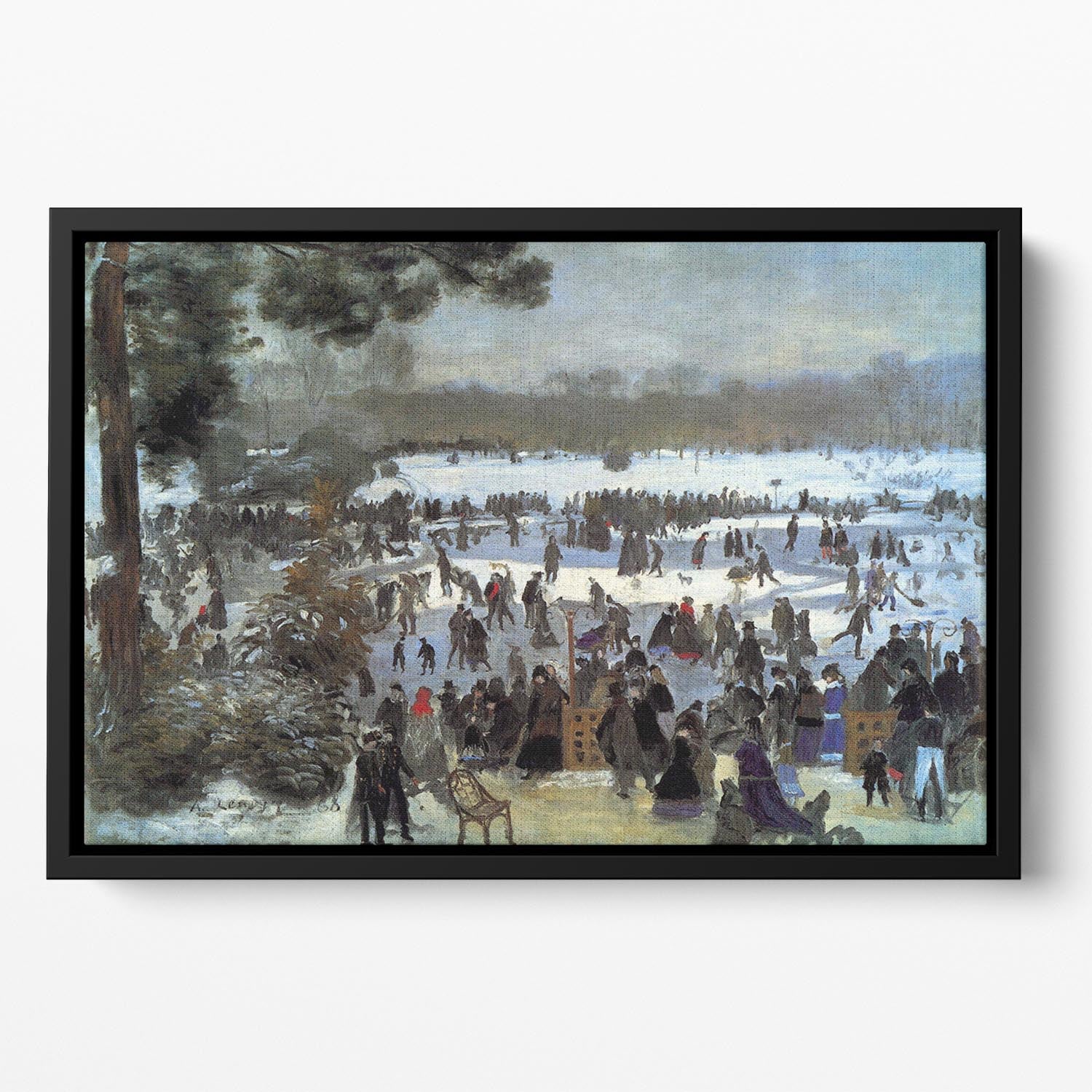 Skating runners in the Bois de Bologne by Renoir Floating Framed Canvas