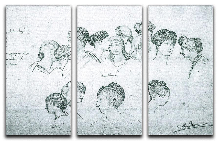 Sketch of hairstyles from ancient sculptures by Alma Tadema 3 Split Panel Canvas Print - Canvas Art Rocks - 1