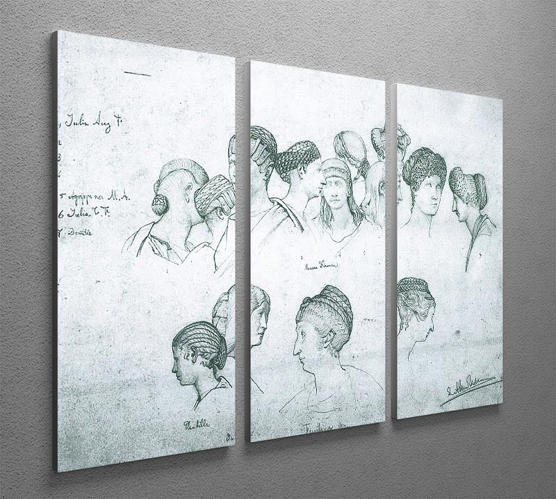 Sketch of hairstyles from ancient sculptures by Alma Tadema 3 Split Panel Canvas Print - Canvas Art Rocks - 2