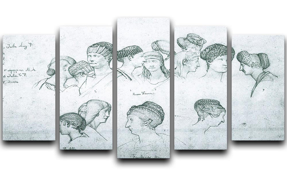 Sketch of hairstyles from ancient sculptures by Alma Tadema 5 Split Panel Canvas - Canvas Art Rocks - 1