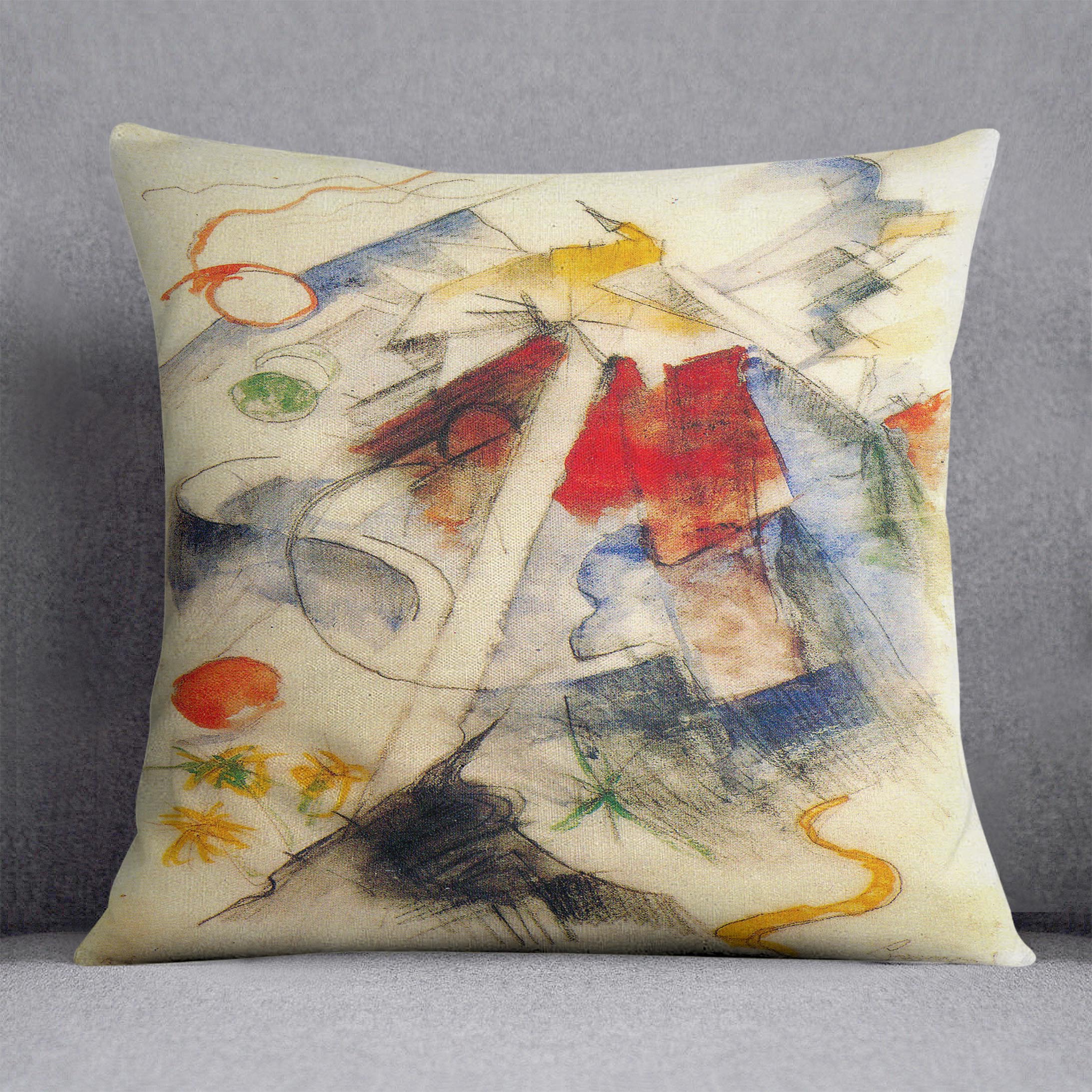 Sketch of the Brenner road 1 by Franz Marc Cushion