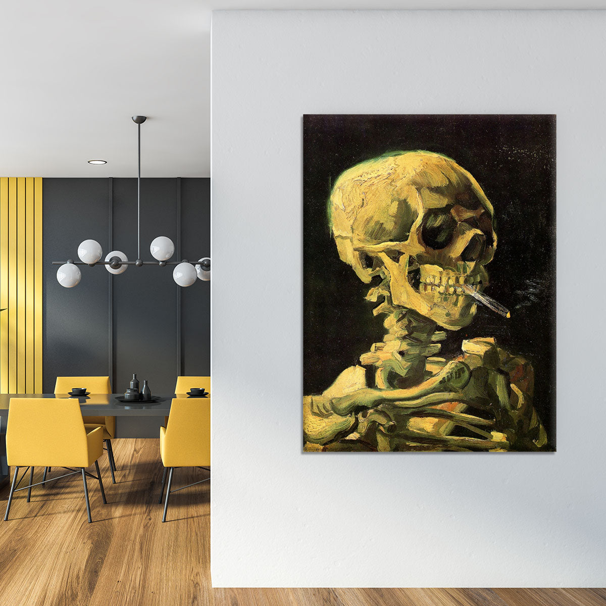 Skull with Burning Cigarette by Van Gogh Canvas Print or Poster - Canvas Art Rocks - 4