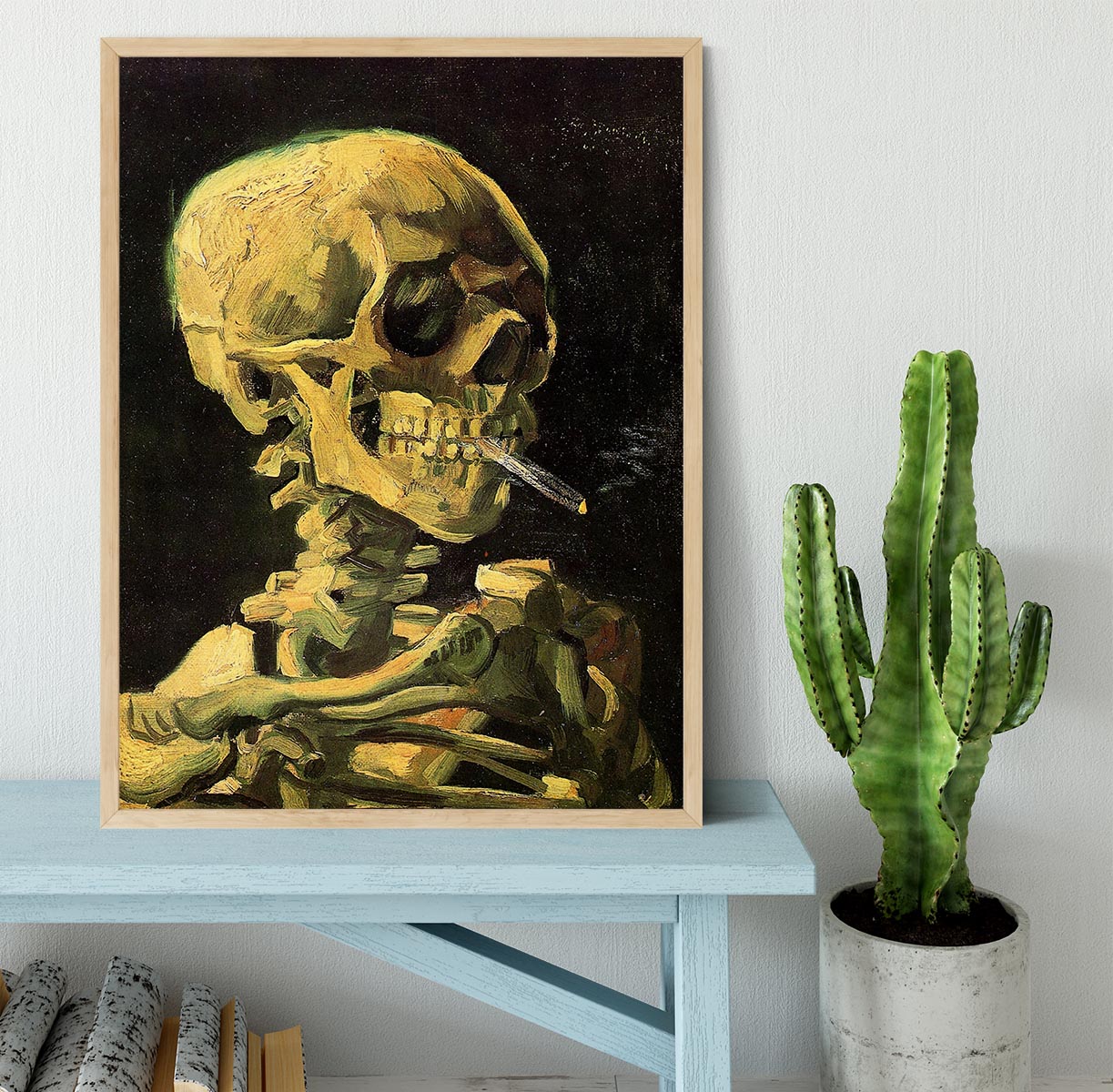 Skull with Burning Cigarette by Van Gogh Framed Print - Canvas Art Rocks - 4