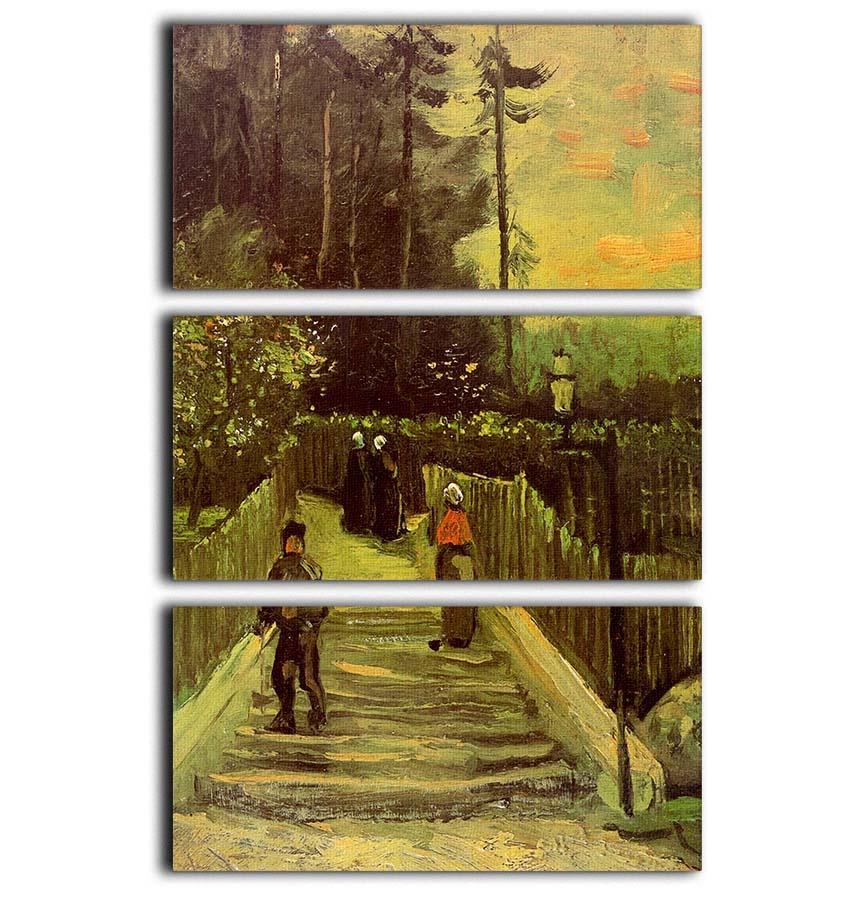 Sloping Path in Montmartre by Van Gogh 3 Split Panel Canvas Print - Canvas Art Rocks - 1