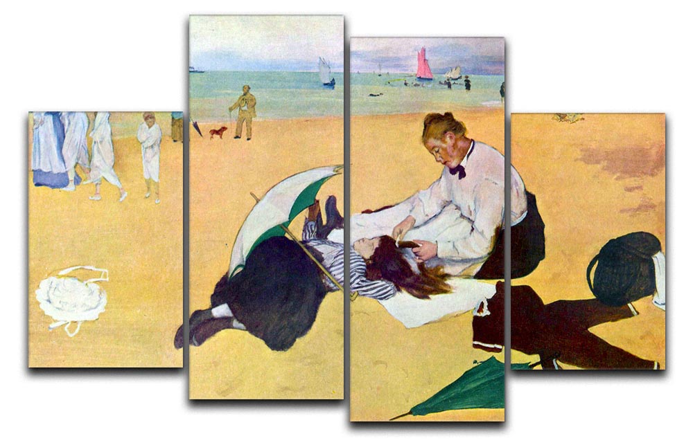 Small girls on the beach by Degas 4 Split Panel Canvas - Canvas Art Rocks - 1