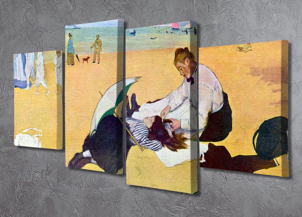 Small girls on the beach by Degas 4 Split Panel Canvas - Canvas Art Rocks - 2
