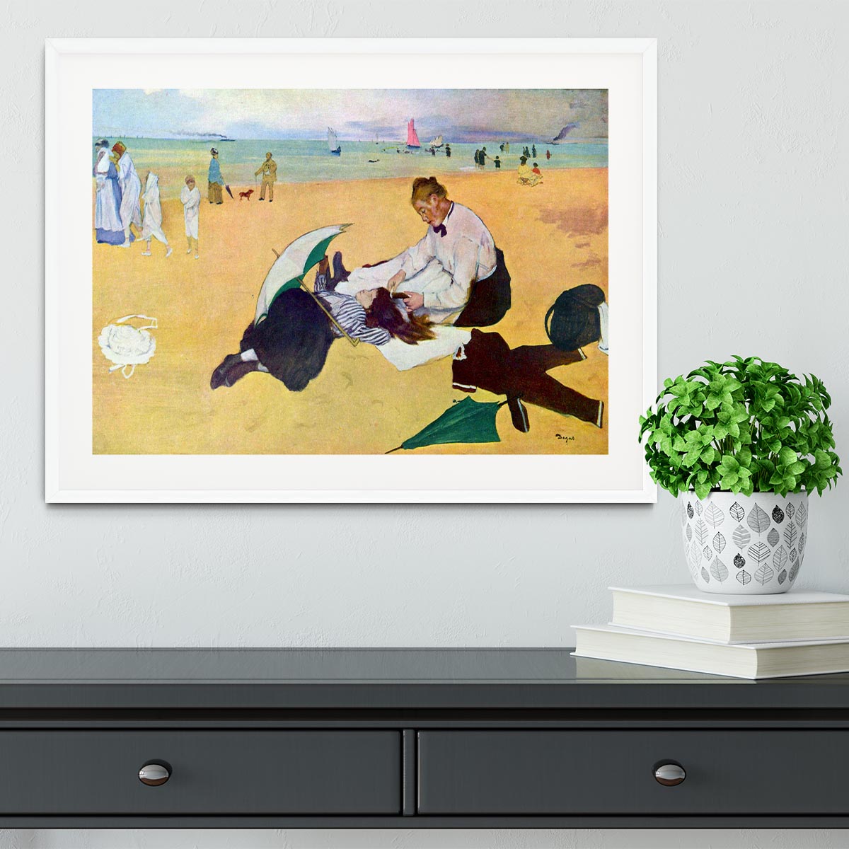 Small girls on the beach by Degas Framed Print - Canvas Art Rocks - 5