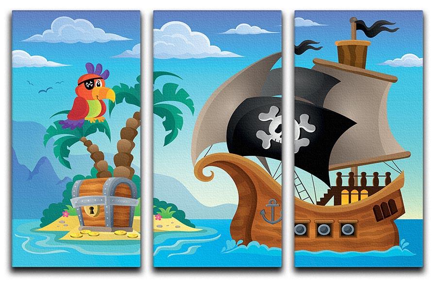 Small pirate island theme 2 3 Split Panel Canvas Print - Canvas Art Rocks - 1