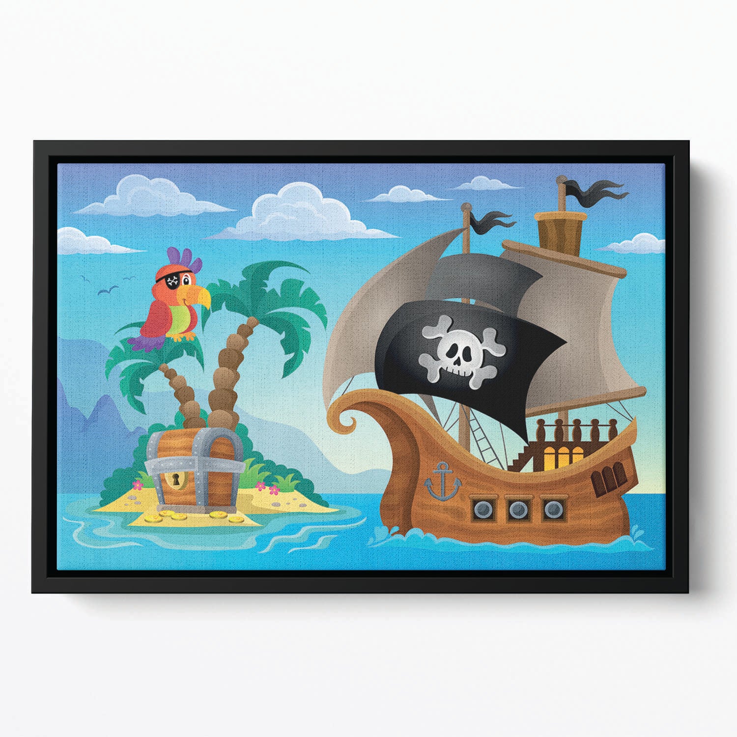 Small pirate island theme 2 Floating Framed Canvas