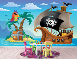 Small pirate island theme 2 Wall Mural Wallpaper - Canvas Art Rocks - 2