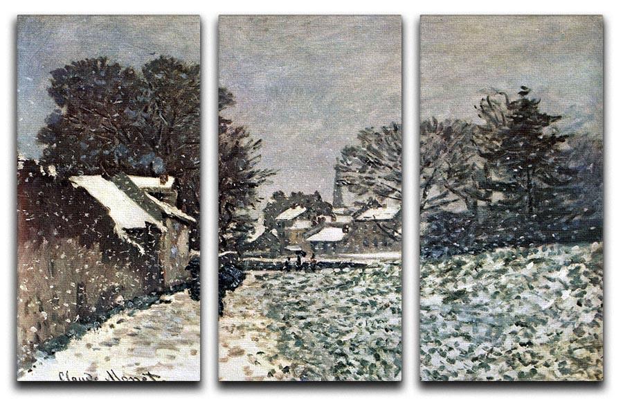 Snow at Argenteuil by Monet Split Panel Canvas Print - Canvas Art Rocks - 4