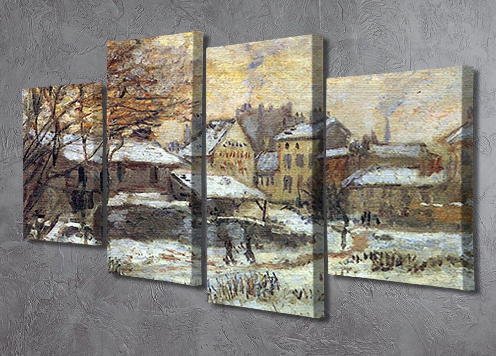 Snow at sunset Argenteuil in the snow by Monet 4 Split Panel Canvas - Canvas Art Rocks - 2
