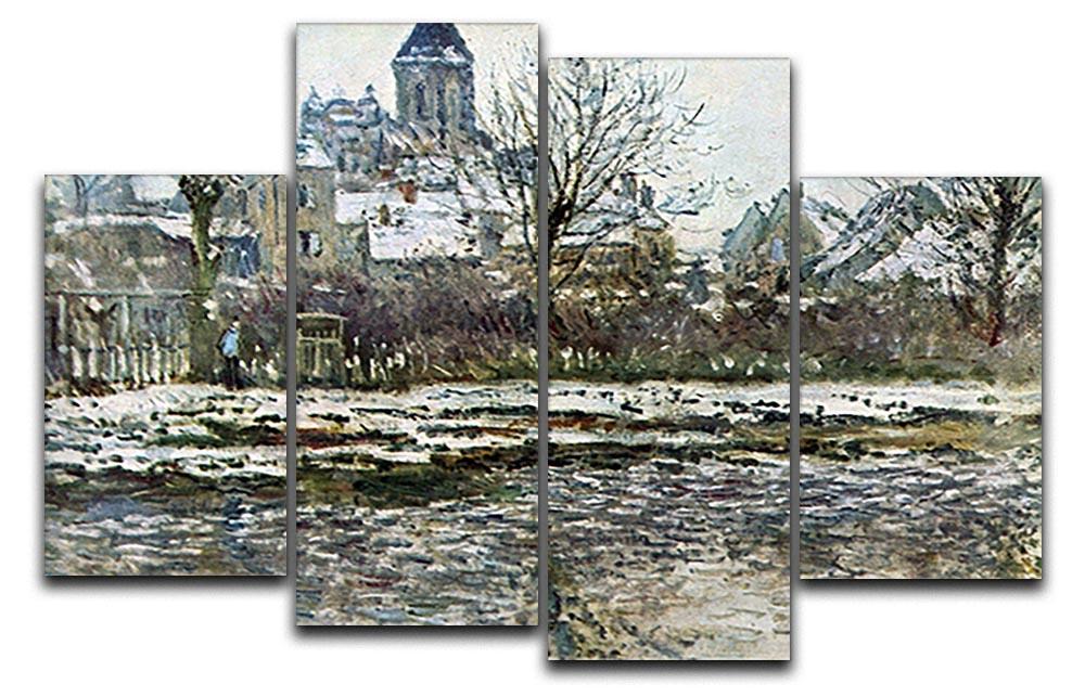 Snow in Vetheuil by Monet 4 Split Panel Canvas  - Canvas Art Rocks - 1