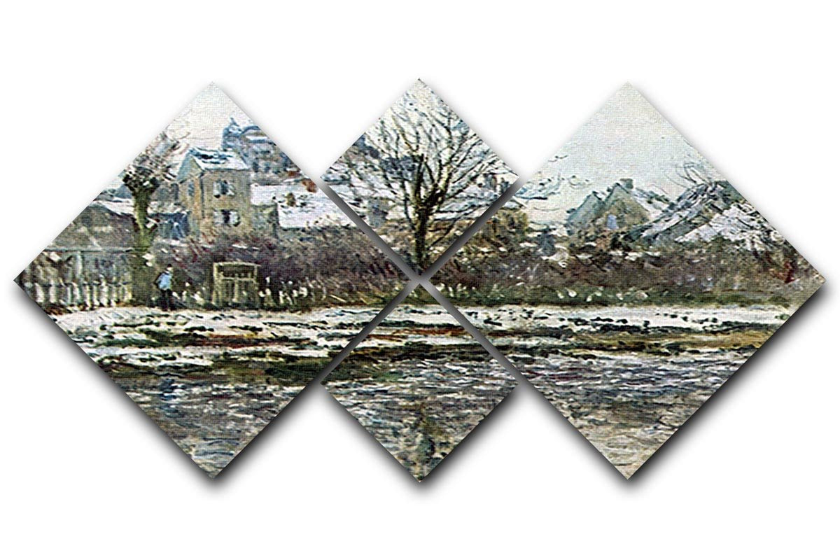 Snow in Vetheuil by Monet 4 Square Multi Panel Canvas  - Canvas Art Rocks - 1