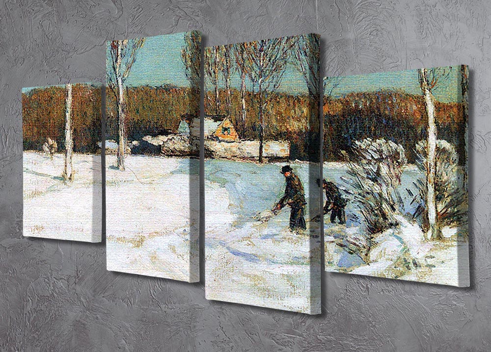 Snow shovels New England by Hassam 4 Split Panel Canvas - Canvas Art Rocks - 2