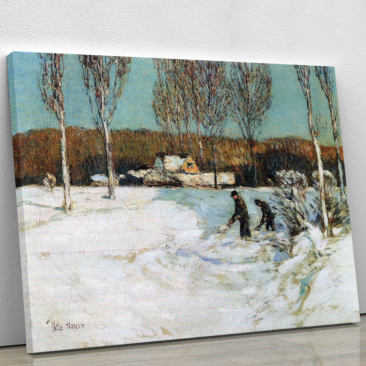Snow shovels New England by Hassam Canvas Print or Poster - Canvas Art Rocks - 1