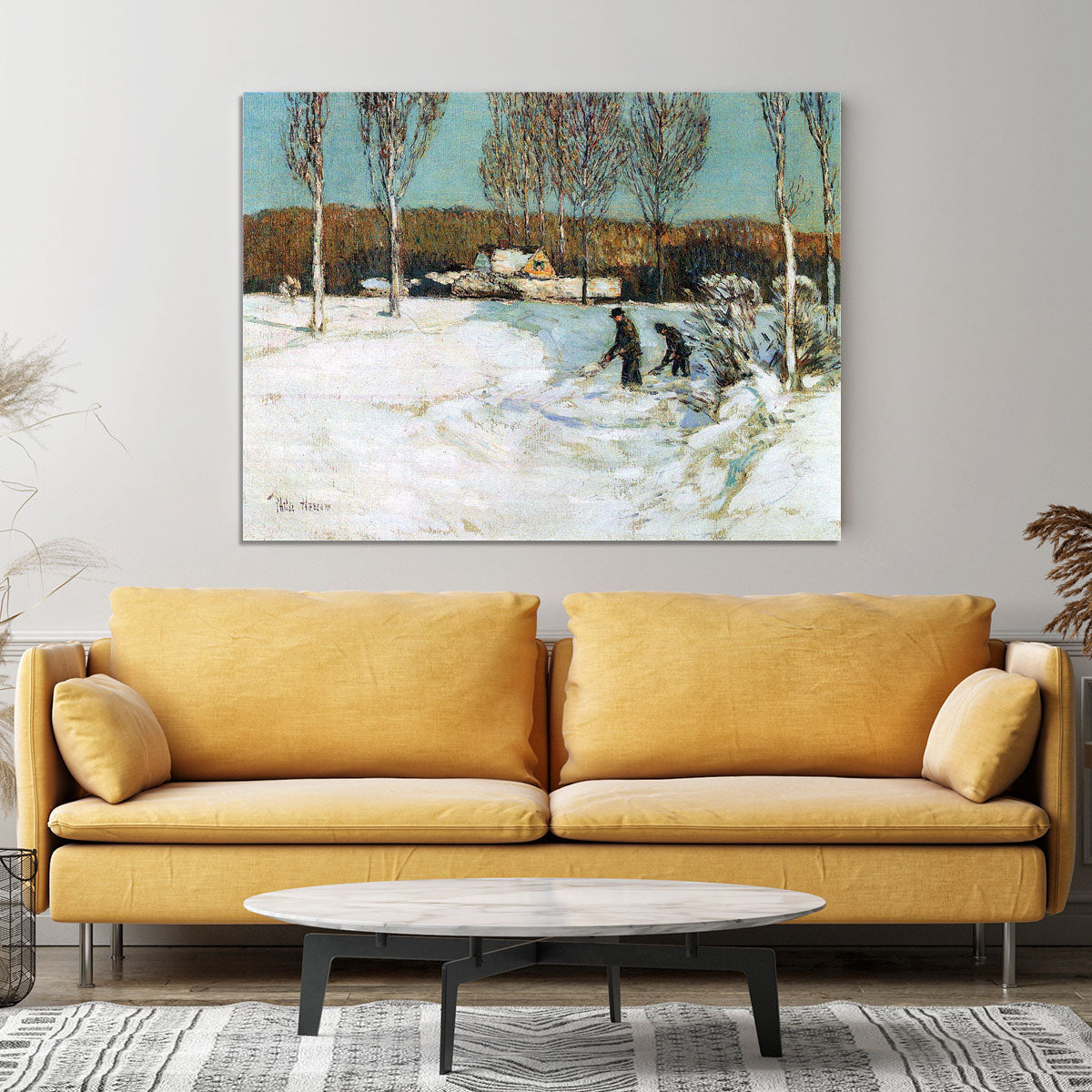 Snow shovels New England by Hassam Canvas Print or Poster - Canvas Art Rocks - 4