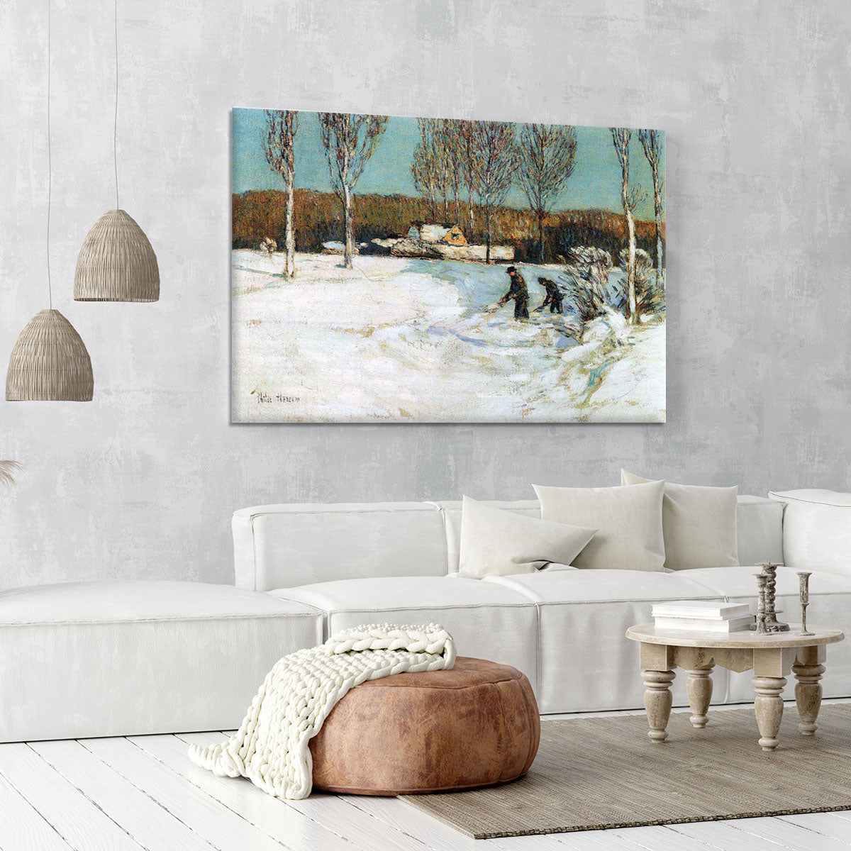 Snow shovels New England by Hassam Canvas Print or Poster - Canvas Art Rocks - 6