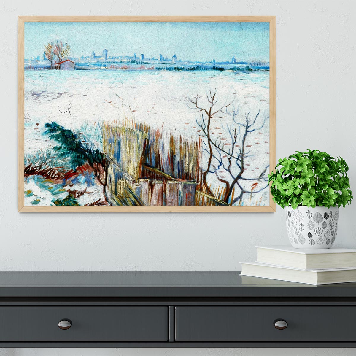 Snowy Landscape with Arles in the Background by Van Gogh Framed Print - Canvas Art Rocks - 4