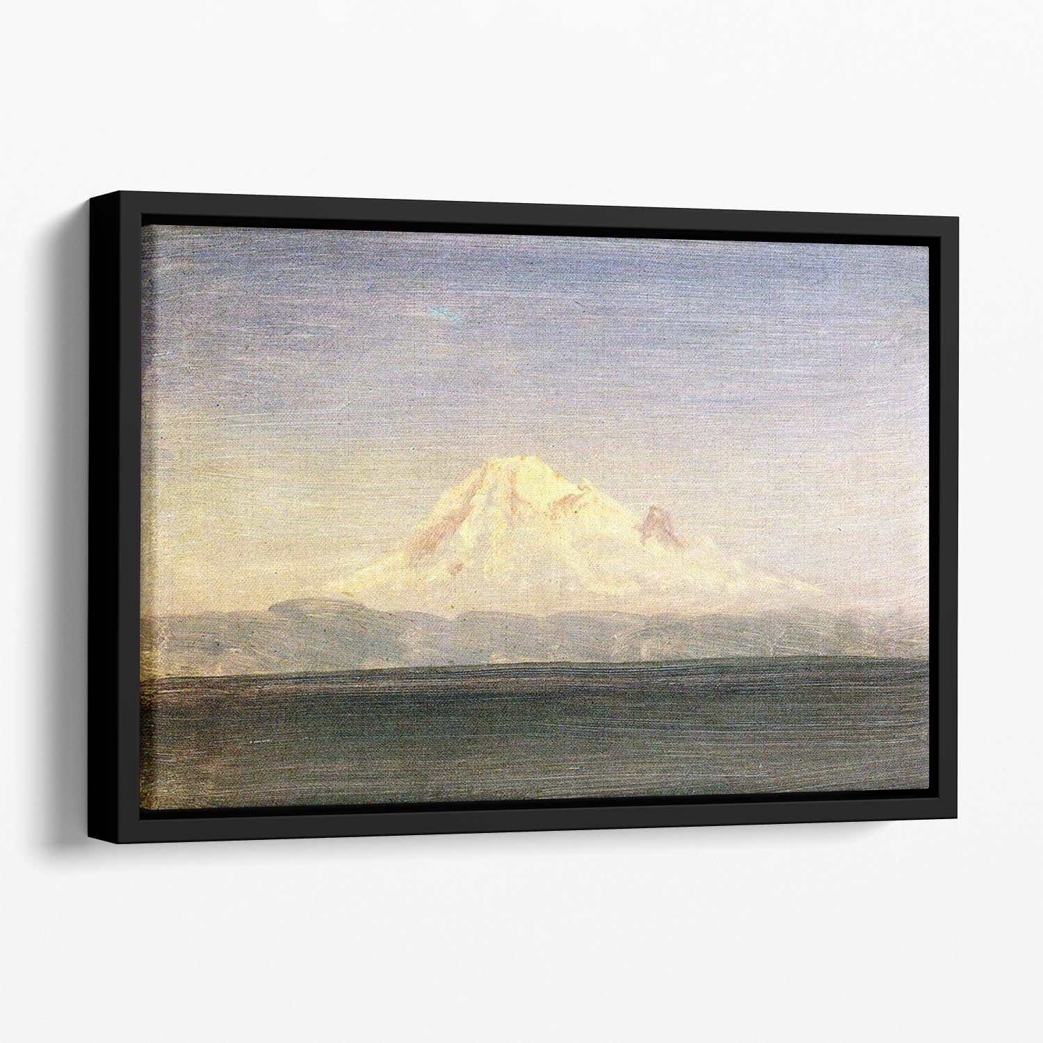 Snowy Mountains in the Pacific Northwest by Bierstadt Floating Framed Canvas - Canvas Art Rocks - 1