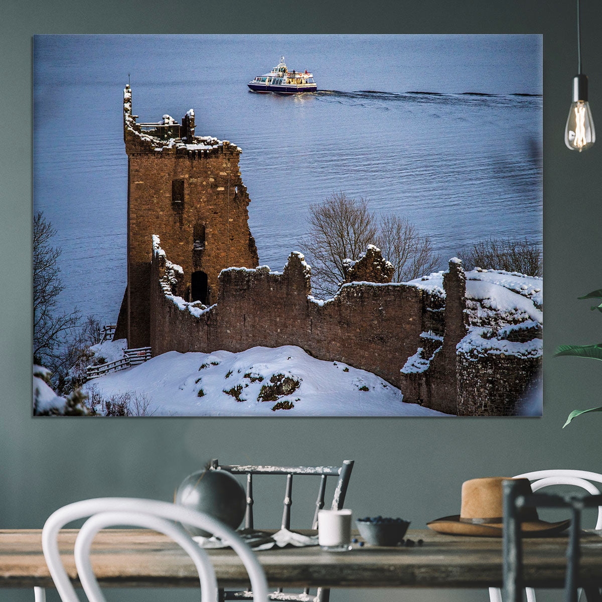 Snowy Urquhart Castle Canvas Print or Poster - Canvas Art Rocks - 3