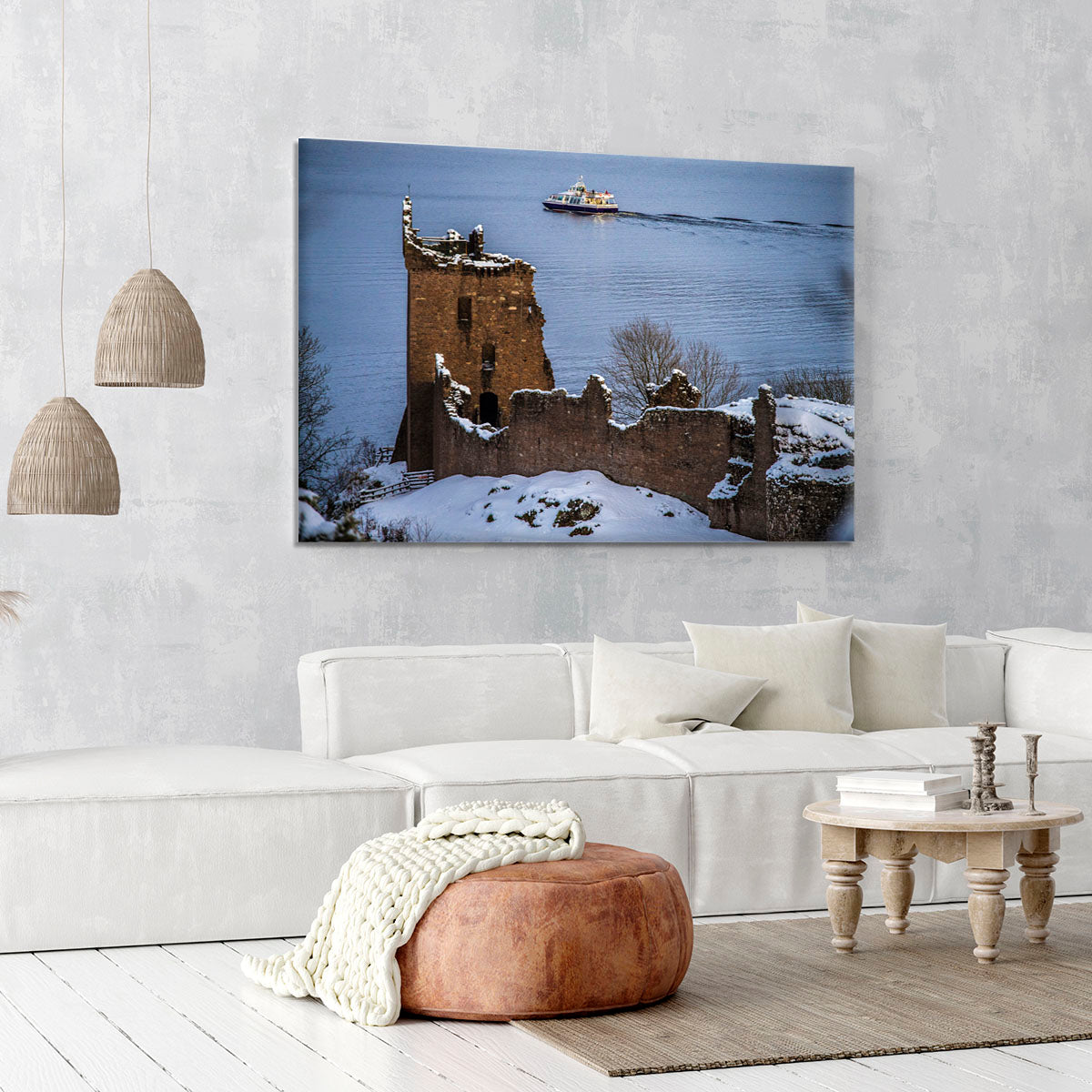 Snowy Urquhart Castle Canvas Print or Poster - Canvas Art Rocks - 6