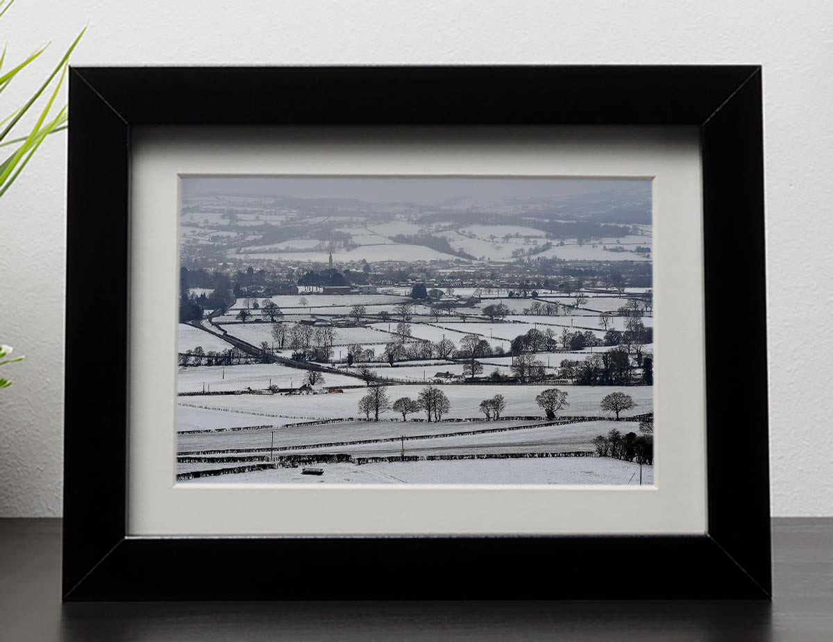 Snowy fields of Wales Framed Print - Canvas Art Rocks - 1