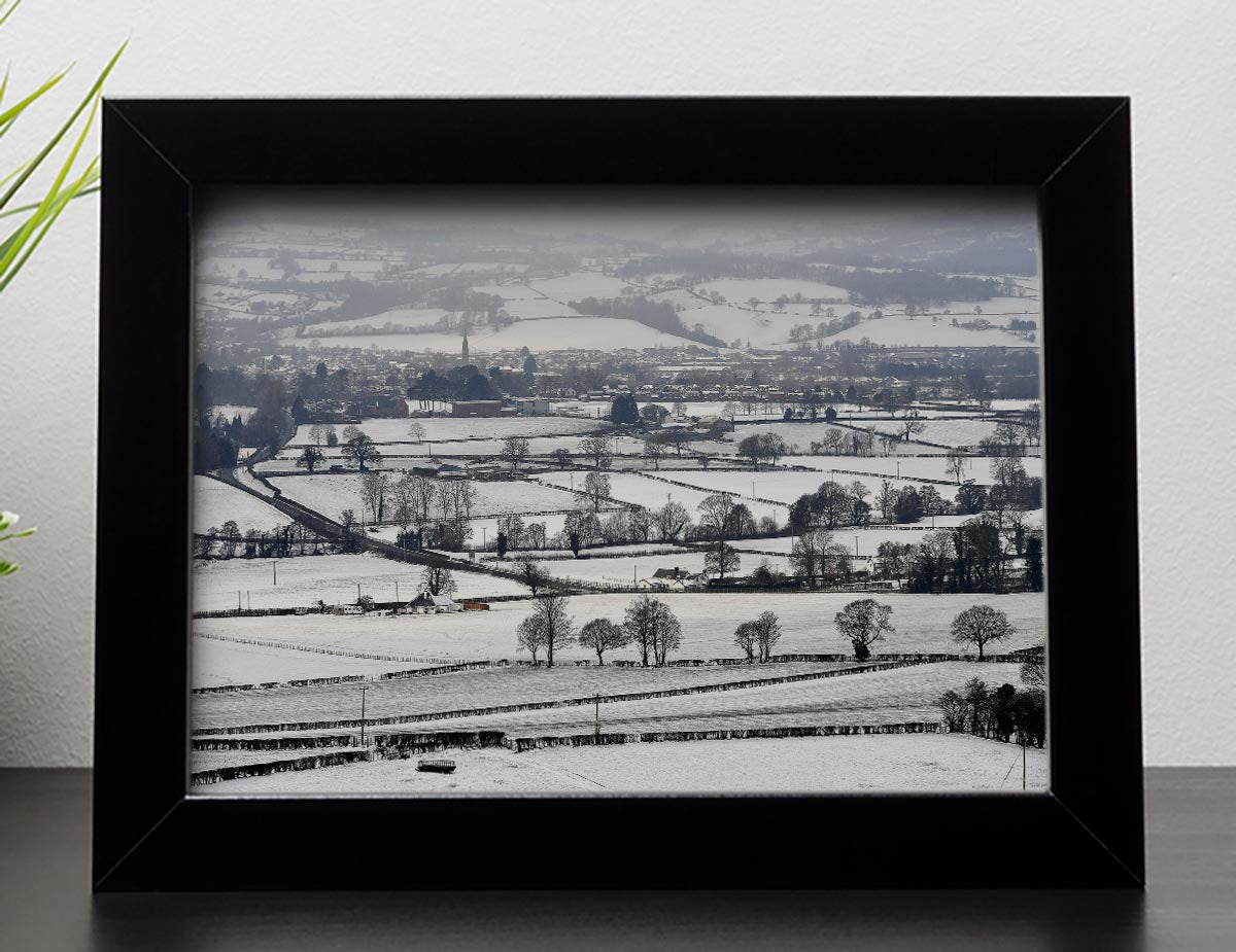 Snowy fields of Wales Framed Print - Canvas Art Rocks - 2