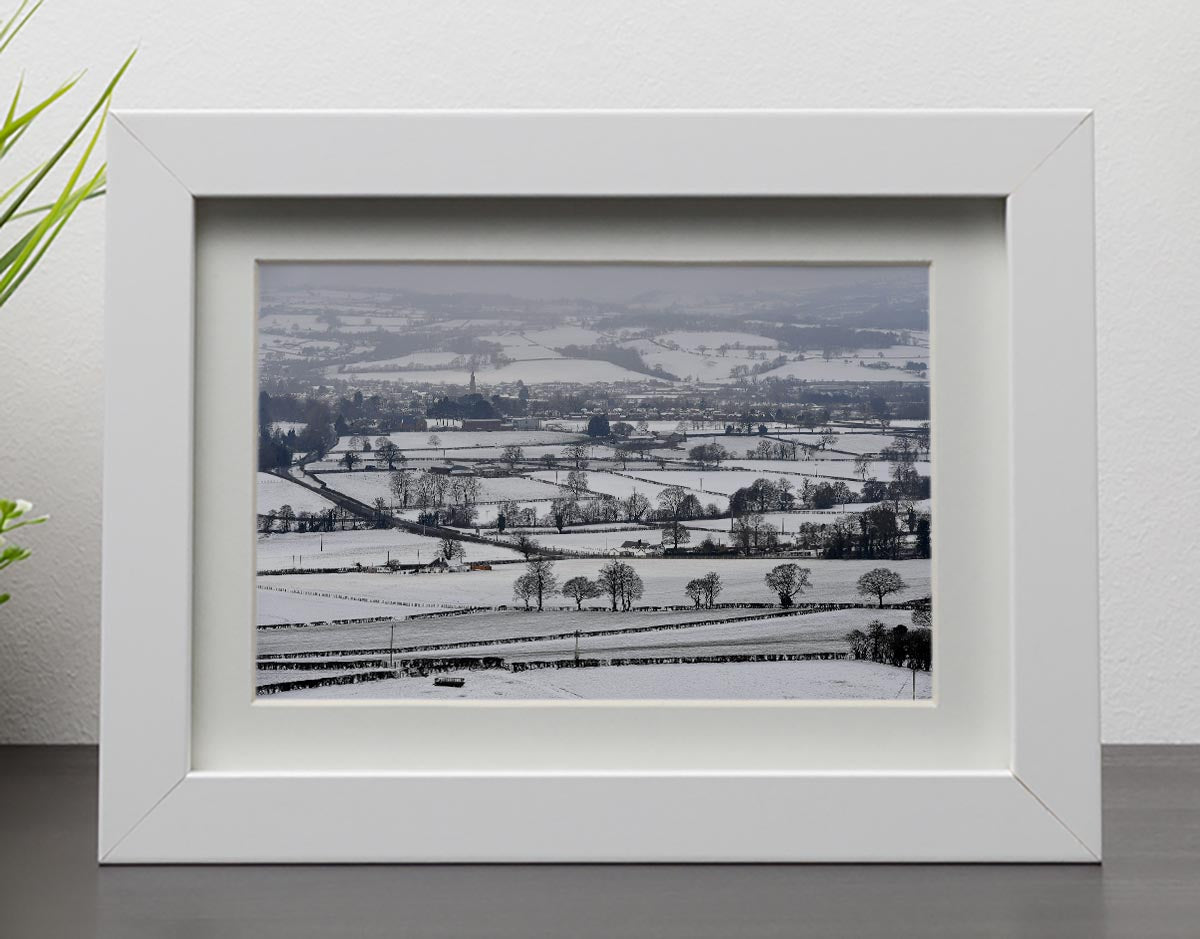 Snowy fields of Wales Framed Print - Canvas Art Rocks - 3