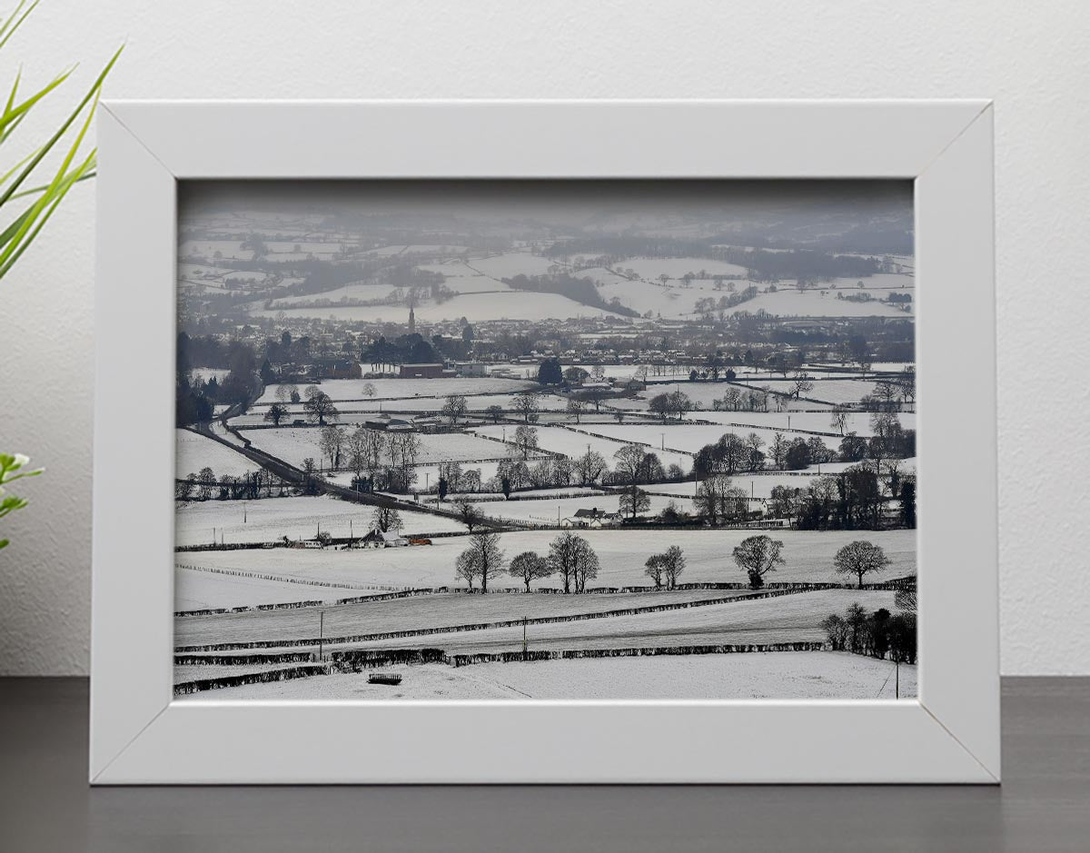 Snowy fields of Wales Framed Print - Canvas Art Rocks - 4