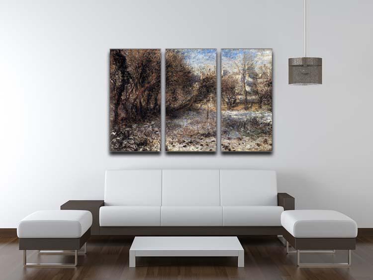 Snowy landscape by Renoir 3 Split Panel Canvas Print - Canvas Art Rocks - 3