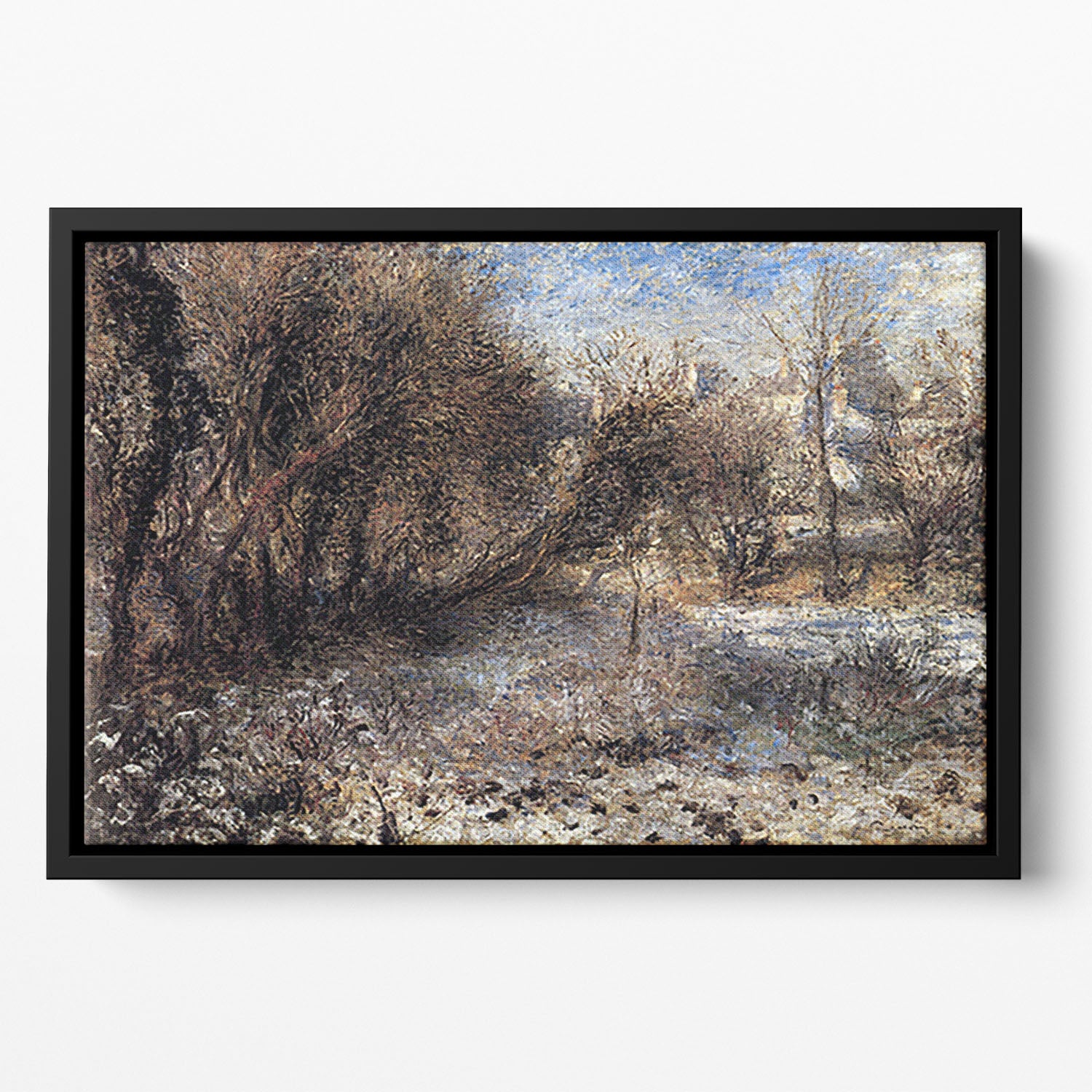 Snowy landscape by Renoir Floating Framed Canvas