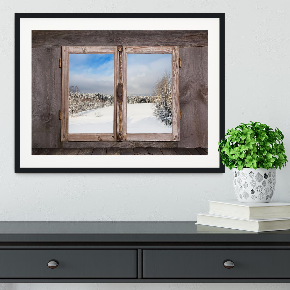 Snowy winter landscape in january Framed Print - Canvas Art Rocks - 1