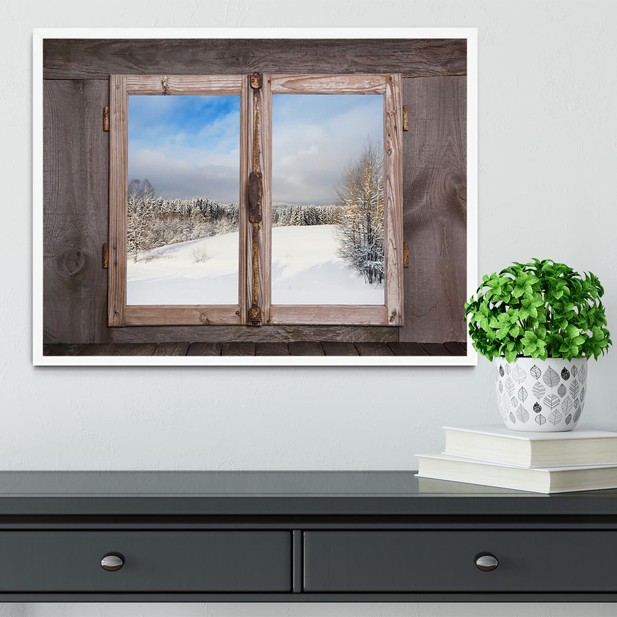 Snowy winter landscape in january Framed Print - Canvas Art Rocks -6